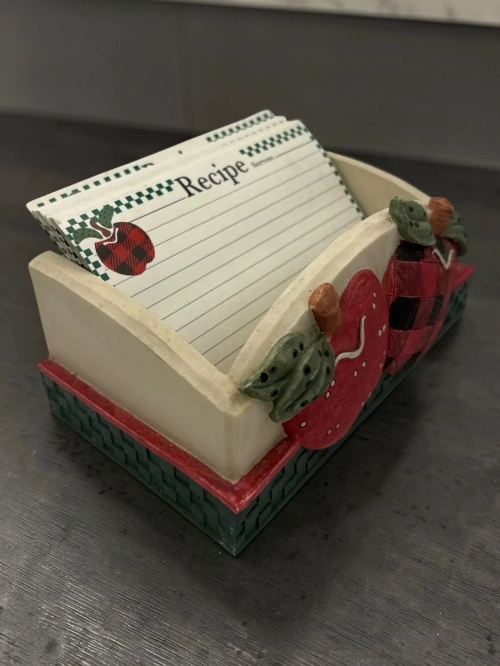 EUC Vintage Applejack Ingleman Designs Porcelain Recipe Card Box W/ Unused Cards